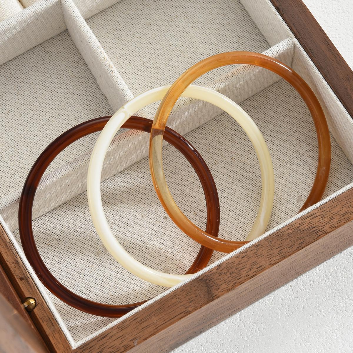

3 Pcs Fasion Resin Bangle Set For Women Chunky Acrylic Bracelet Trendy Stackable Cuff Wristband Boho Party Daily Wear Jewelry