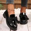 Women’s Large Size Bow Loafers Flat Slip-On British Style Shoes