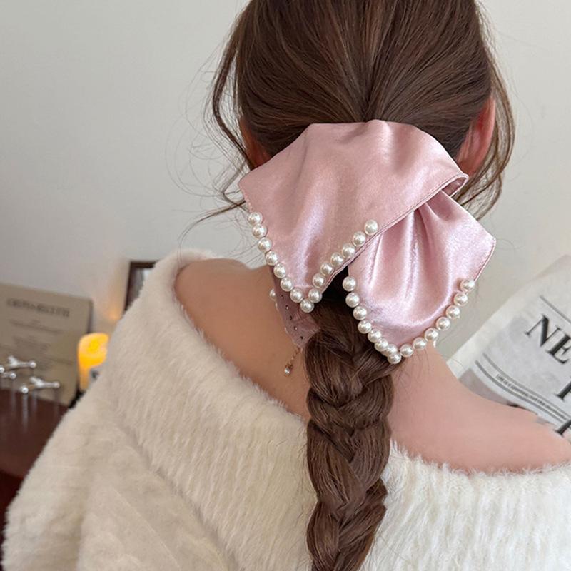 Early spring fresh large intestine hair band simple striped lace headband 2025 new high-end rubber band women's hair tie rope