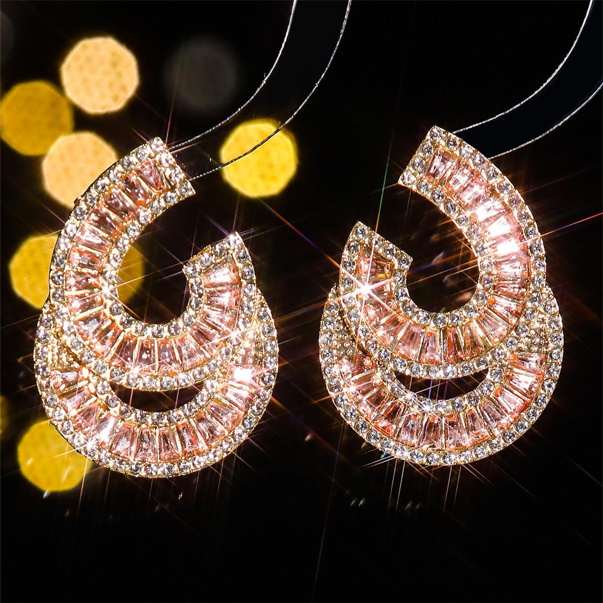 

Персонализированные преувеличенные цветные серьги с кристаллами, роскошные серьги в форме двойной буквы C, женские блестящие серьги, 1 пара