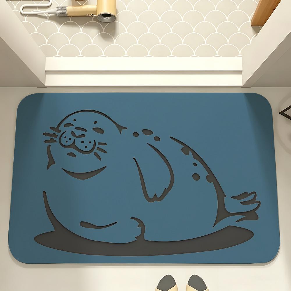 Cute Round Face Seal Floor Mat carpet diatom mud bathroom quick-drying absorbent floor mat household bathroom