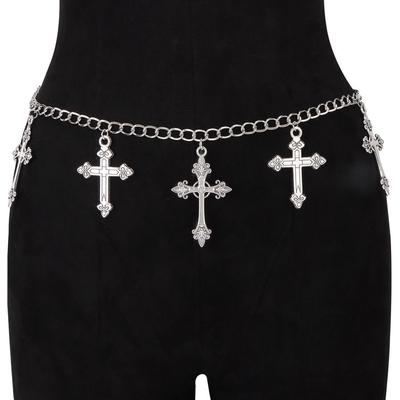 Women's Waist Chain Fashion Trend Single Layer Chain Cross Waist Chain Body Chain