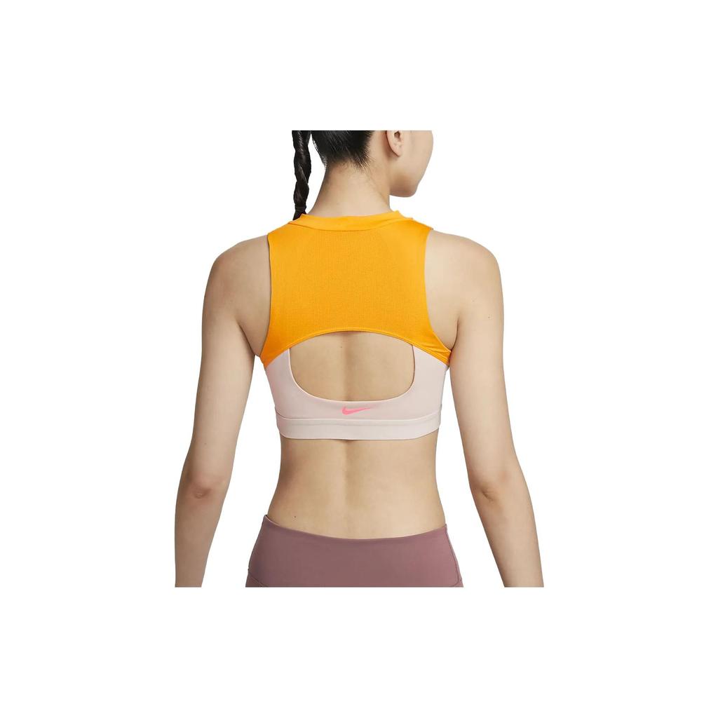 Nike Indy Mini Mock-Neck Color Block Logo Light Support Sports Bra Women Underwear Fossil-Lime DV9871-292