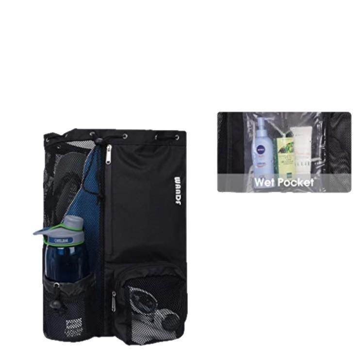 Swim Bag Mesh Drawstring Backpack with Wet Bag Beach Backpack, Gym and Exercise Gear Bag