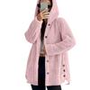 Button Hooded Jacket Plush Top Irregular Trendy Solid Color Jacket For Women Feather Coats Parkas Women'S Coat Winter Jack