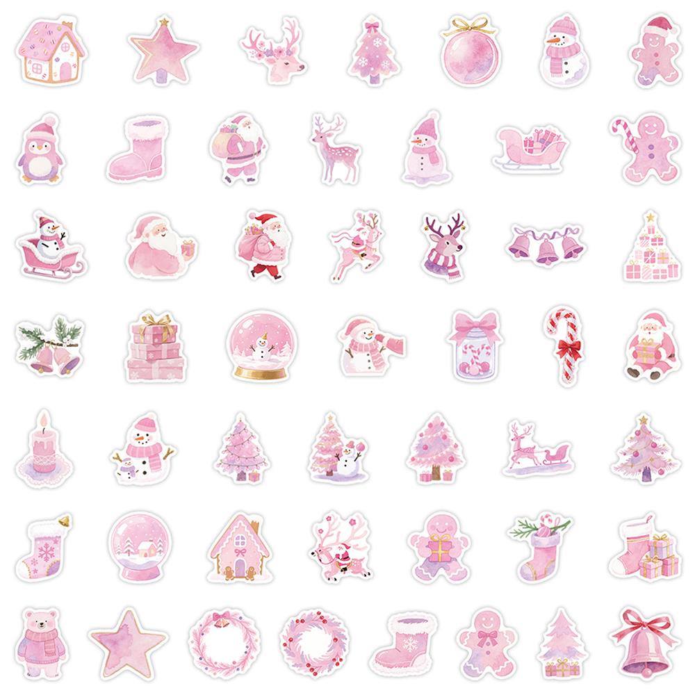 10/30/50/100pcs Kawaii Pink Christmas Santa Claus Stickers Aesthetic Decals DIY Skateboard Guitar Cute Cartoon Sticker for Gift