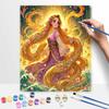 Disney Rapunzel Oil Painting Kit, Home Decor Handmade Gift, Tangled Princess Art, Golden Hair Fantasy Portrait DIY Canvas Wall Craft