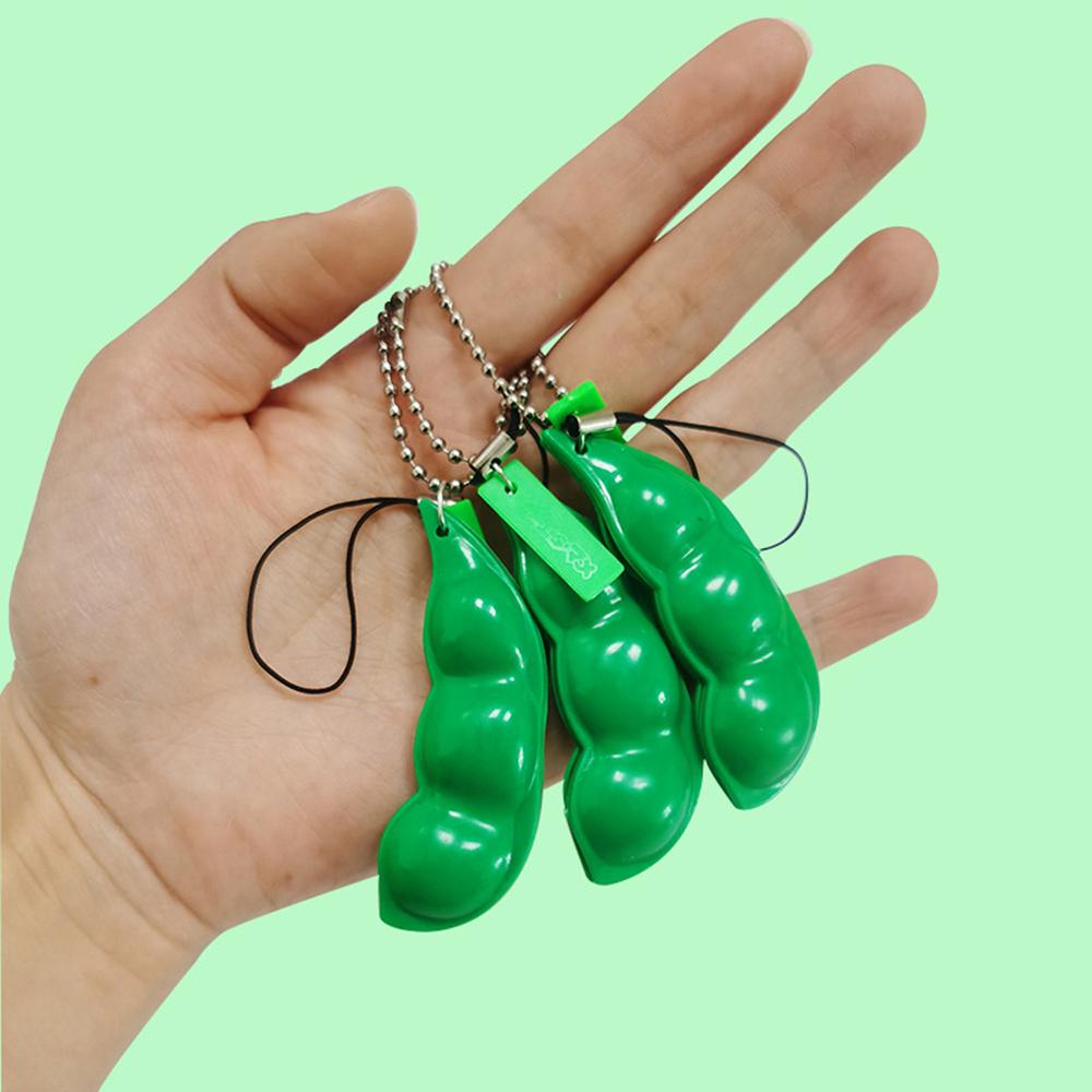 2-20pcs Fidget toy bag Portachiavi stress relief Edamame toy squeeze pea keychain cute stress adult toy keychain