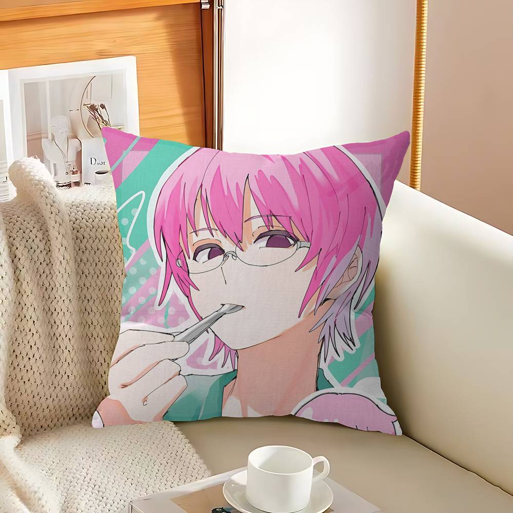 Popular Japanese Anime Saiki Kusuo Cushion Cover Polyester Sofa Cushions Decorative Throw Pillows Home Decoration Pillowcover