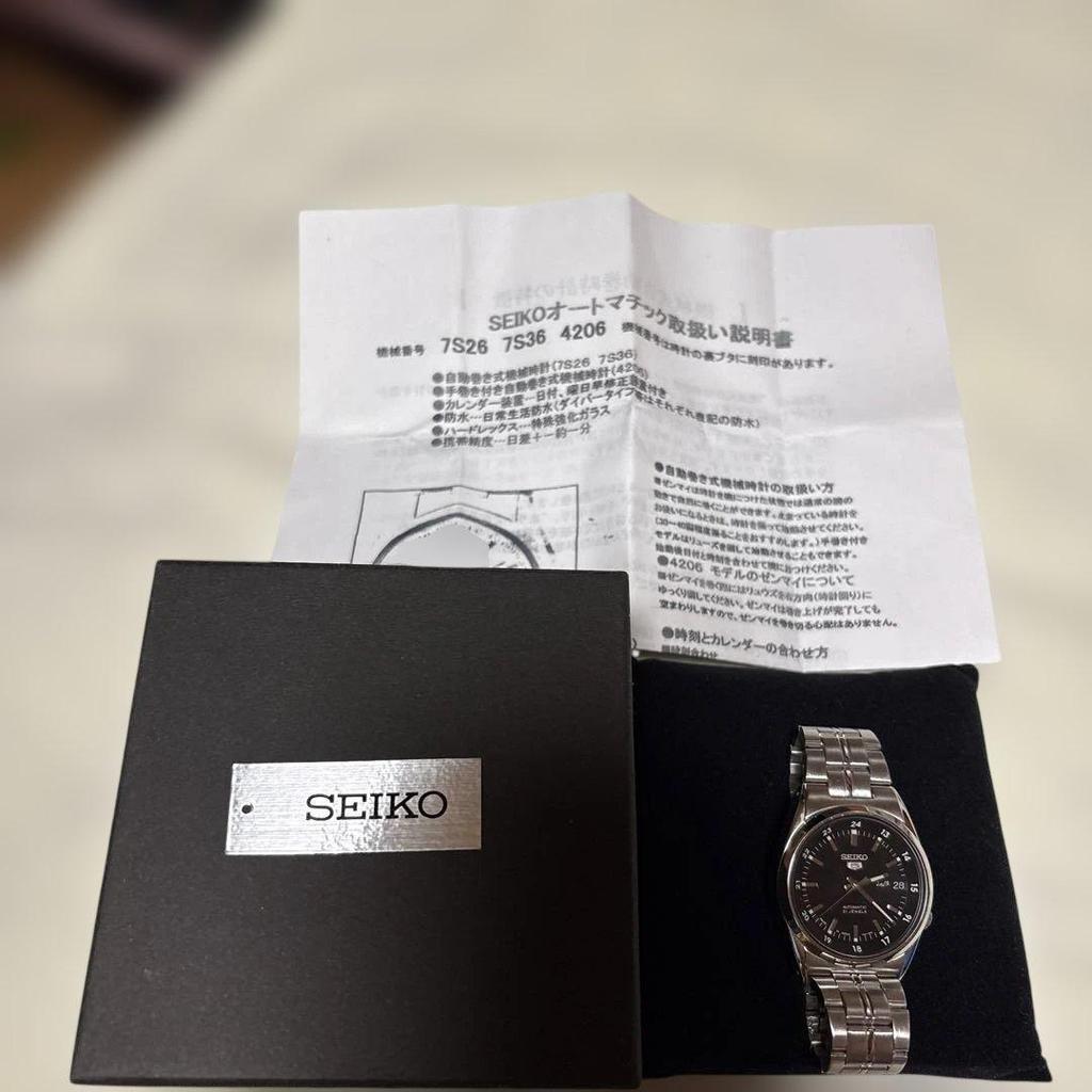 Used [In operation] Good condition Seiko 5 automatic winding back skid black dial 7S26-02C0