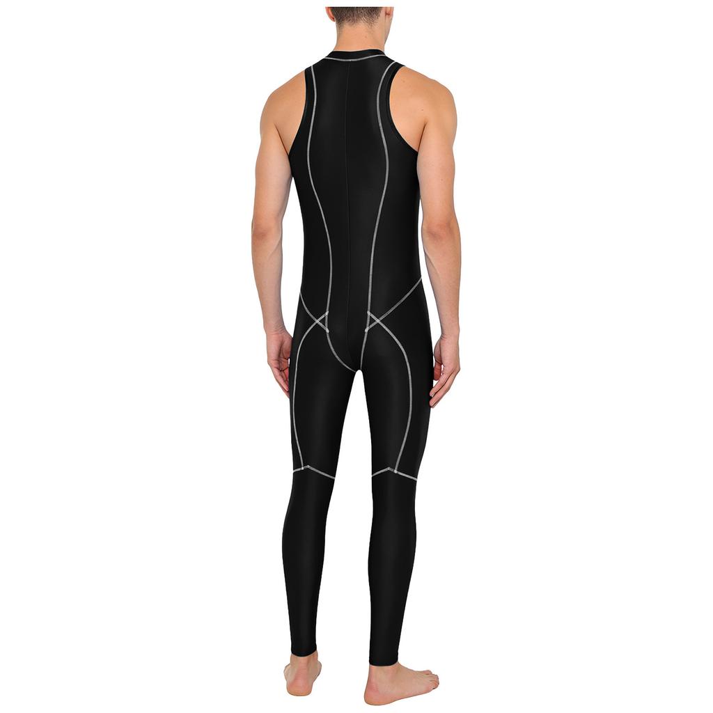 Combinaison de bain brillante pour homme Fermeture éclair avant Sans manches Body Leggings Coutures plates Combinaison