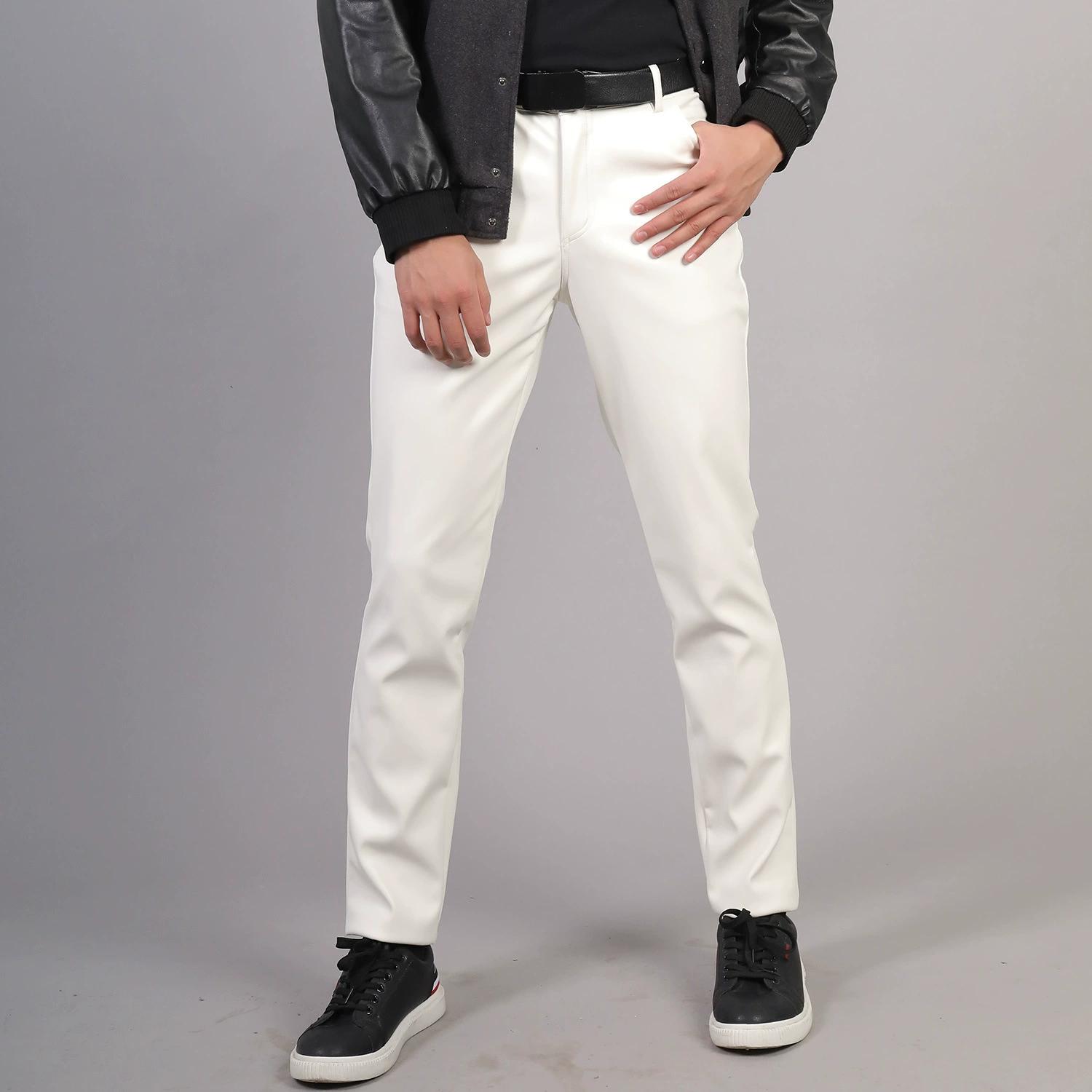 

Men s Gothic Pants Spring and Autumn Waterproof Straight Elastic Comfortable Casual Stretch Slim Fashion PU Leather Pants 40 білий