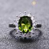 Retro CopperRing for Women Flower Rings with Peridot Stones Shining Luxury  Wedding Engagement Ring Jewelry Gift