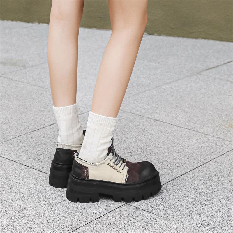 Shoes Men's and Women's 2025 New Casual Leather Shoes Summer Breathable Business Shoes Trendy Brand Platform Derby Shoes 5774-J