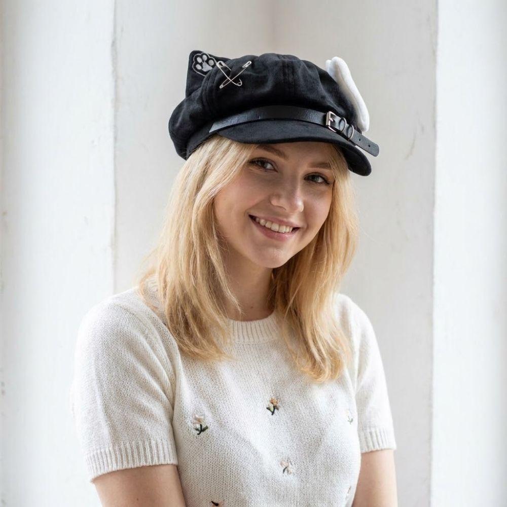 Berretto da Donna Moda Carino con Orecchie da Gatto Stile Anime Giapponese Cappellino da Giornalaio con Zampine di Gatto Cappellino da Baseball Dolce Outfit Quotidiano