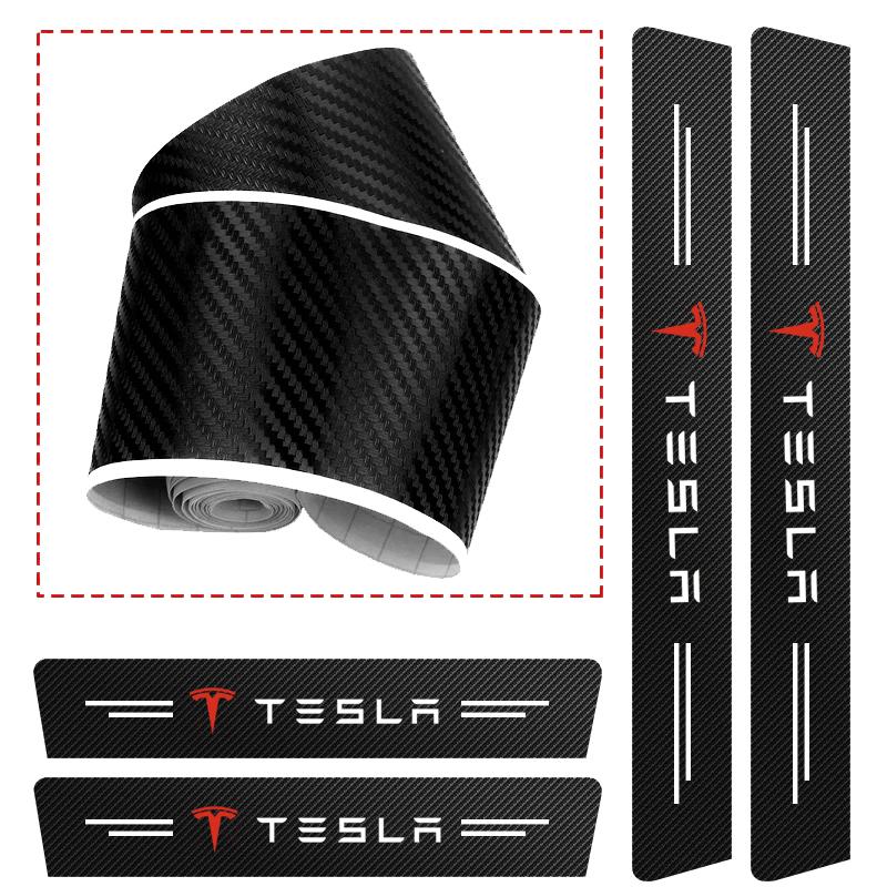 High-quality Carbon Fiber Car Door Sill Protector Sticker For Tesla Model 3 Model Y Model S Model X Cybertruck Juguete Roadster