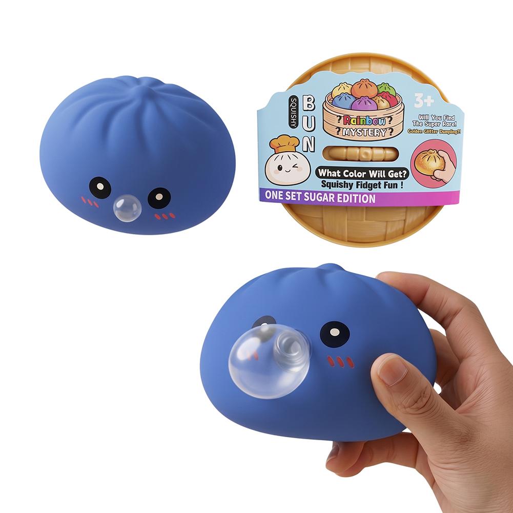 Bola de Compresión de Bollo al Vapor Rebotante Juguetes de Pellizcar Dumpling de Silicona Suave Soplar Burbujas Blandos Alivio del Estrés Misterio Caja Sorpresa Regalos