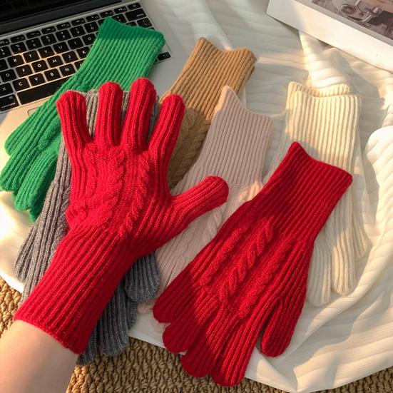 Wool Blend Knitted Gloves Unisex Winter Touchscreen Gloves Windproof Warm Driving Texting Daily Finger Gloves for