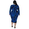 Plus Size Womens V-Neck Long Sleeve Midi Dress Leopard Print Milk Silk Stretch Fit 2025