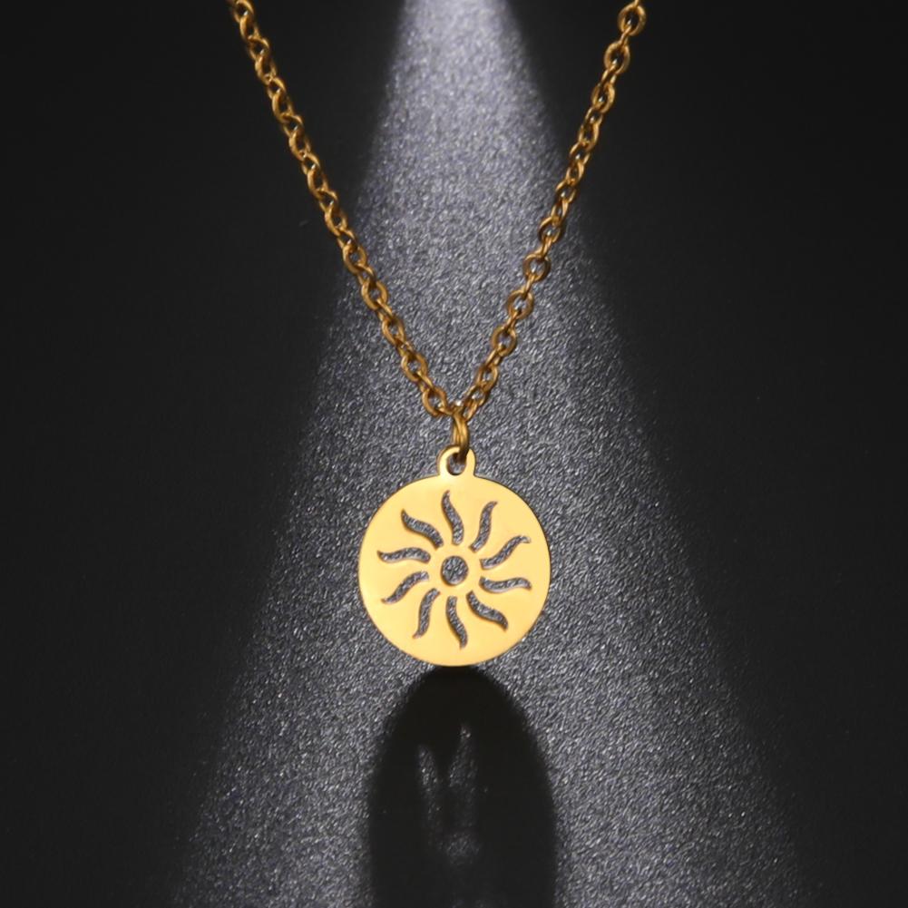 Cazador Small Sun Pendant Necklace for Women Round Minimalist Double Chain on Neck Gift Stainless Steel Jewelry 2026 Wholesale