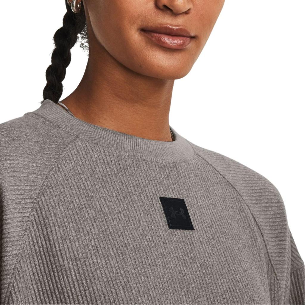 Under Armour Solid Color Crew Neck Pullover Long Sleeve Sweatshirt Women Sweatshirt Gray 1379773-294