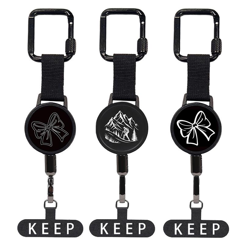 Outdoor Anti-Theft Retractable Phone Lanyard,Steel Cable Phone Tether With Locking Carabiner,Built-In Stand,Adjustable Strap
