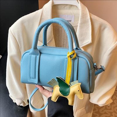 Sac Boston portable à motif litchi, sac messager polyvalent à bandoulière pour les déplacements
