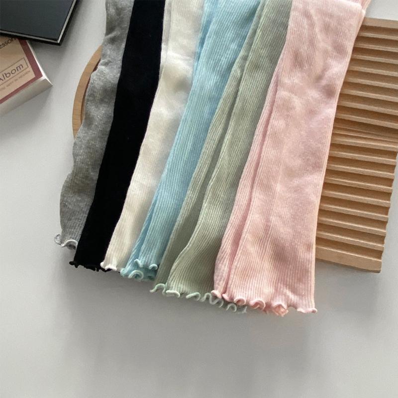 Women Spring Summer Sweet Ruffled Trim Calf Socks Leg Cover Japanese Style Frilly Slouch Socks Thin Middle Tube Stocking