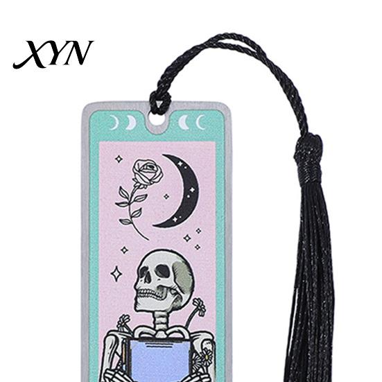 Skull Pattern Bookmark Tarot Card Bookmark, Stainless Steel Skeleton Page Marker, Thin High-definition Printed Metal Book Mark for Students
