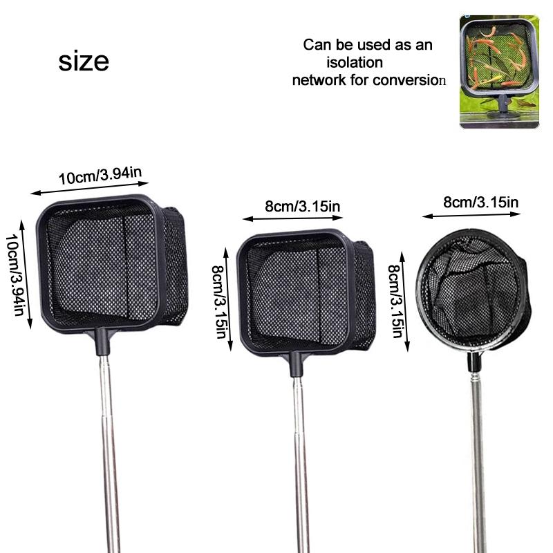 Aquarium Fish Tank Net with Suction Cup Extendable Handle Landing Net Isolation Net for Fish Tank Cleaning Tool Accessories