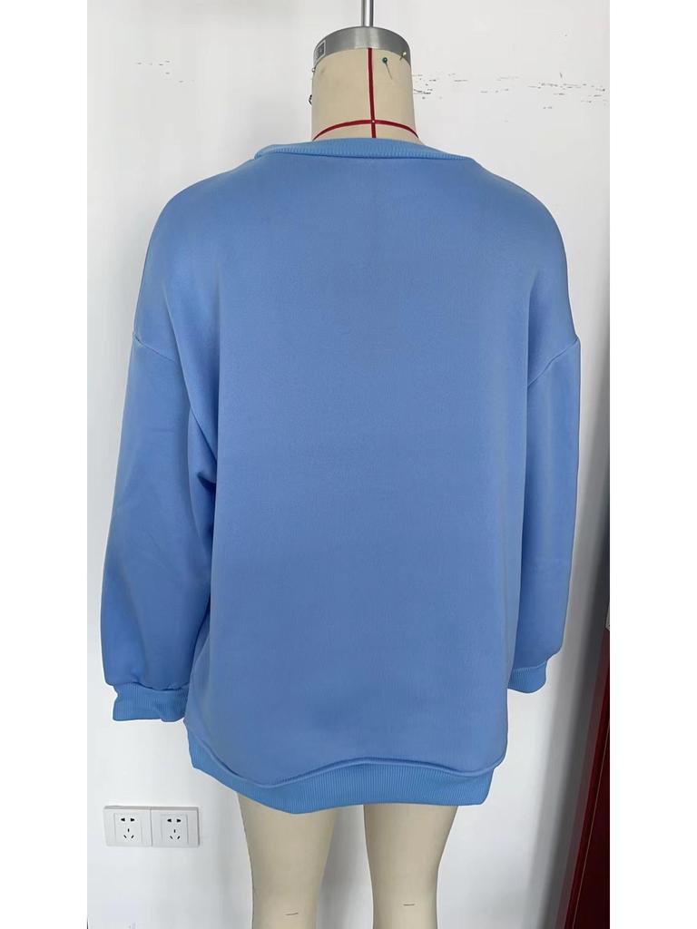 Women's Oversized Plus Velvet Round Neck Pullover Sweatshirt