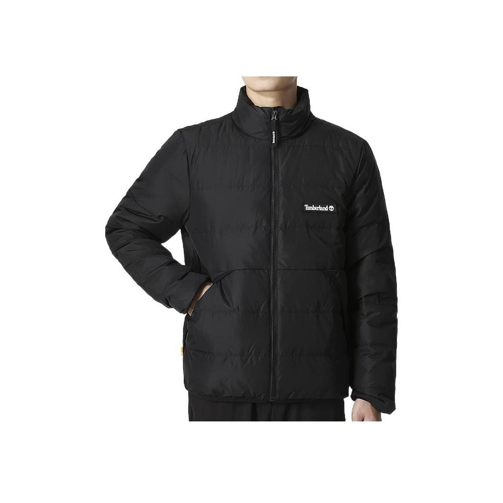 Timberland Solid Color Casual Printed Stand Collar Down Jacket Winter Men Jacket Black A5Z21-001