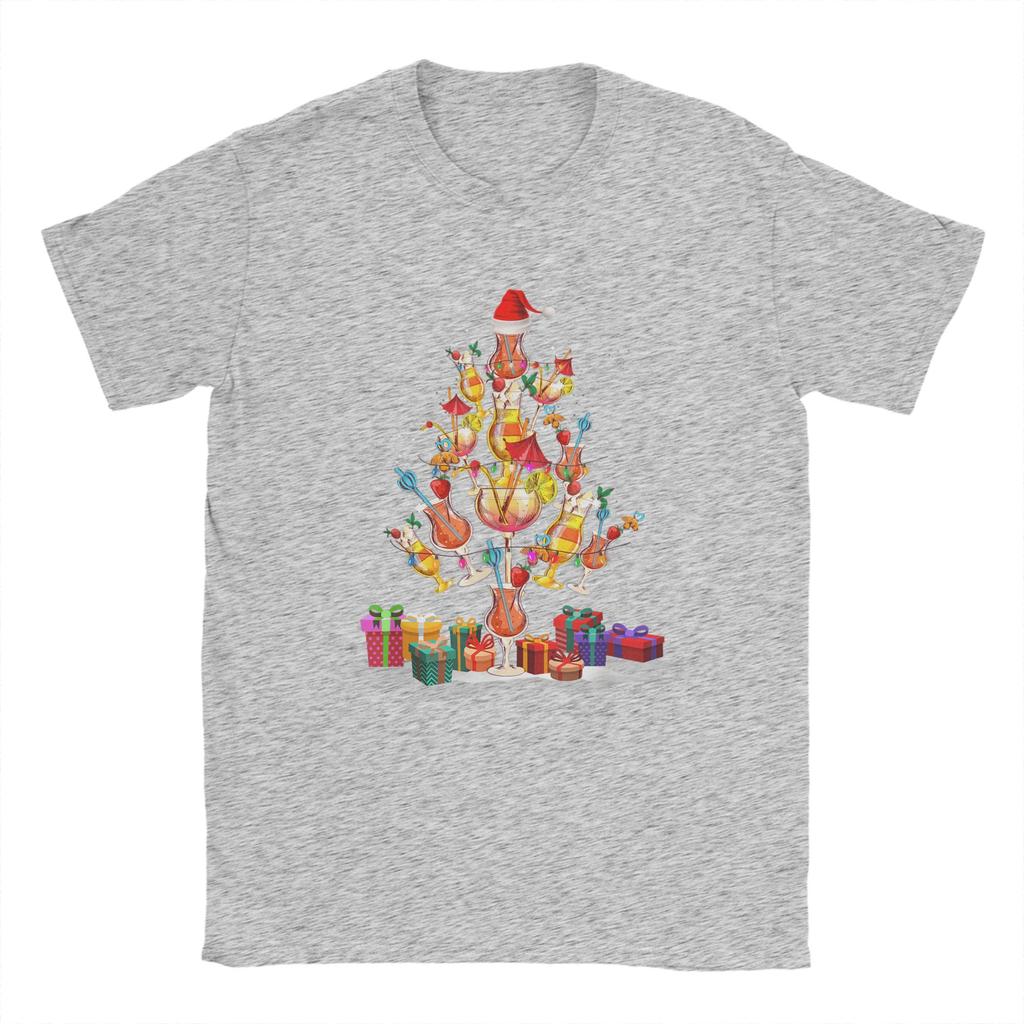 Cocktail Glasses Santa Hat Christmas Tree Drinks Xmas Pajama T-Shirts Harajuku Tee Shirt For Mens Short Sleeve Clothing