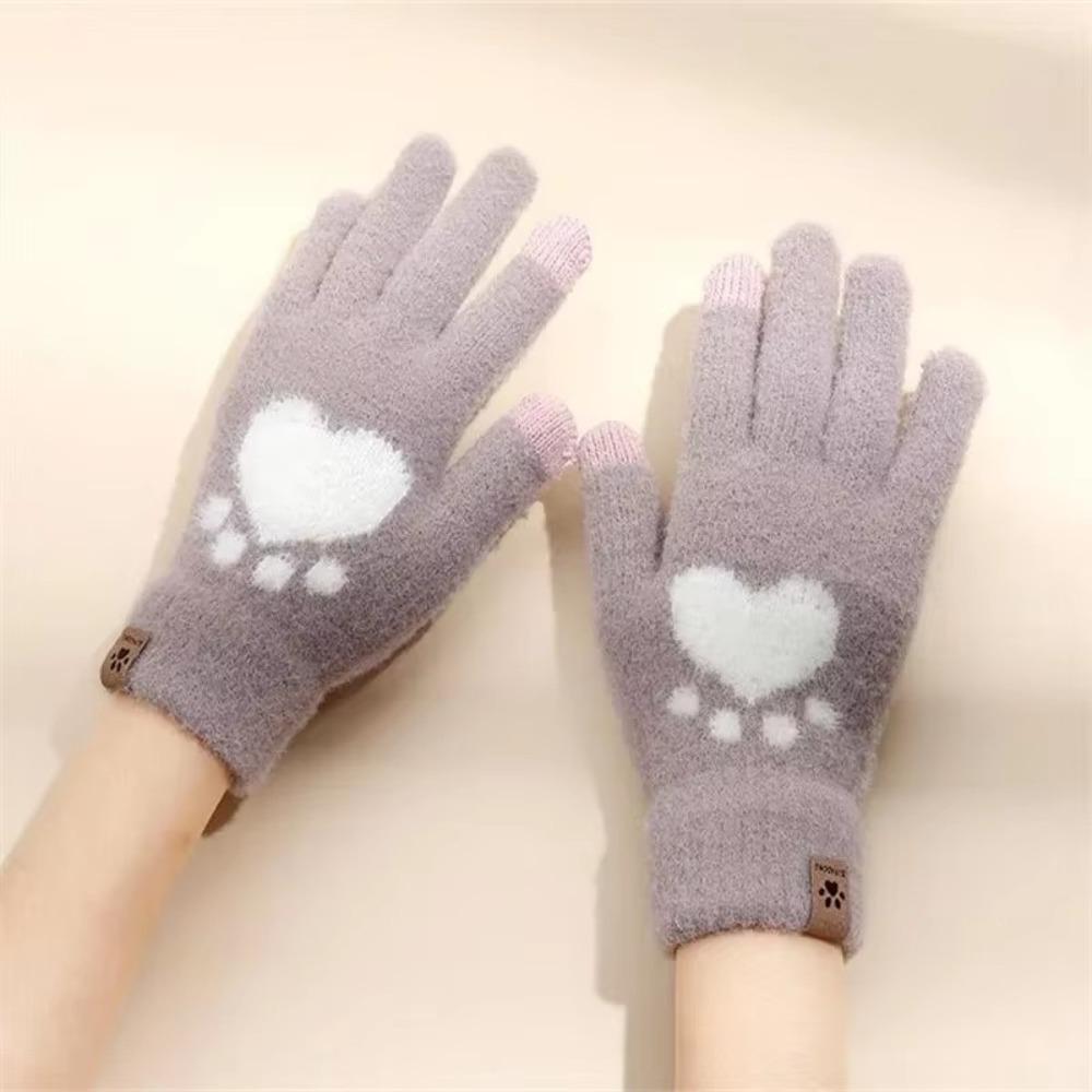 

Fleece Lined Cat Paw Gloves Warm Winter Mittens New Touchscreen Gloves Winter фиолетовый