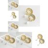 Trendy European American Natural Shell Pearl Earrings Chic Geometric Design Stylish Gold Alloy Jewelry