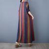 Summer Thin Cotton Linen Print V-neck Loose Oversized Simple Casual Vacation Style Medium Long Dress for Women Dresses
