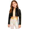 Girls Demon Singer Costume Sequins Shiny Long Sleeve Outerwear Golden Chain Waist Chain Shorts Set