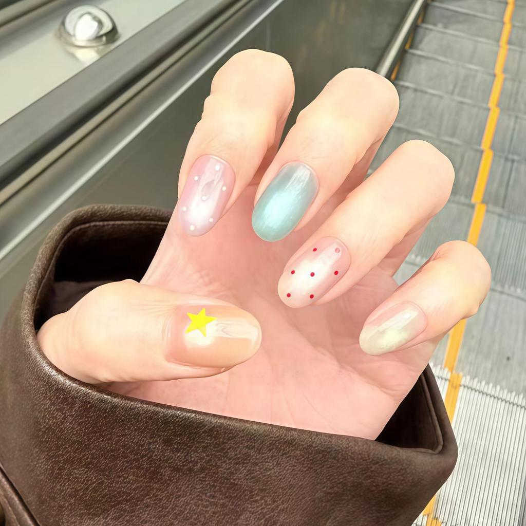Fairy Four Seasons Cat Eye Rainbow High-End Whitening Manicure Press-On Nails