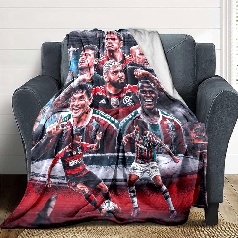 Flamengo Fußballmannschaft Spieler Collage Druck Flanelldecke Weiche Warme Überwurfdecke Fußballfan Sofa Bett Dekor
