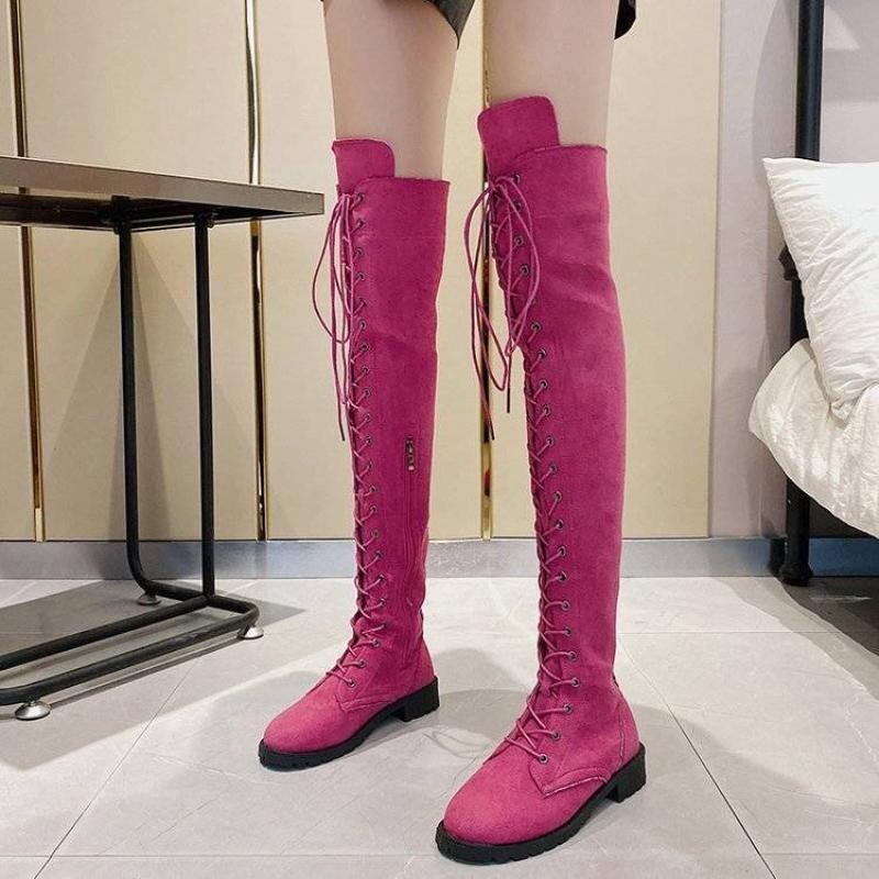 Fashion Suede Spring Autumn Solid Color Women's Thigh High Boots Brown 2025 New Chic and Elegant Goth Ladies Above Over The Knee Shoes