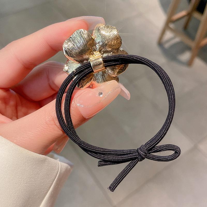 1 Stück Niedliche Blume Rutschfestes Nicht-Ziehendes Haaraccessoire Damen Elastisches Stirnband mit Diamant-Kamelien-Haargummi