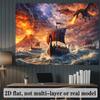 2D Volcano Dragon Viking Ocean Backdrop for Photoshoot