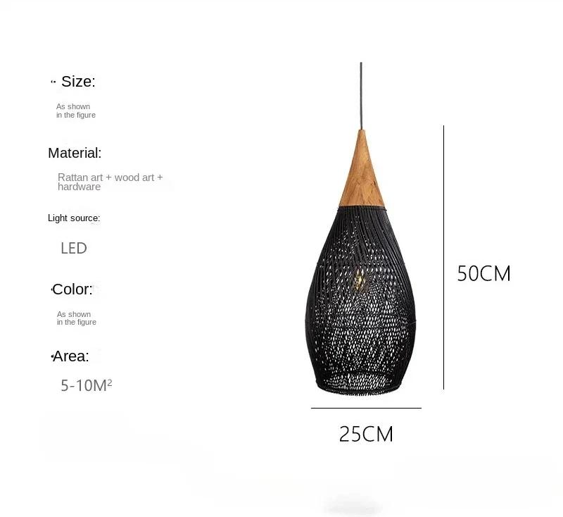 

60cm Wabi Sabi Rattan Pendant Lights Led Dining Living Room Bedroom Bamboo Rattan Design Chandeliers Japanese Retro Hanging Lamp Without E27 Bulb