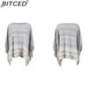 BITCED Off-Shoulder Fringe Shawl Women's Autumn Color-Block Striped Cape Coat