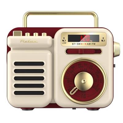 Radio Rétro Multi RELAX avec Haut-parleur, Radio Portable 7-en-1, Bluetooth, Lecture de Musique MP3, Lumière LED, Lampe de Poche, Batterie Externe, Radio Multifonction, R