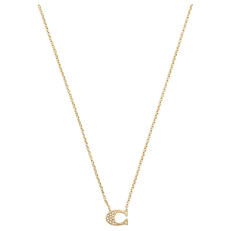 Coach Logo Detail Gold Plated Brass Necklace Women necklace 91433_GLD Basic Packaging-Box Not Included,F,Gold