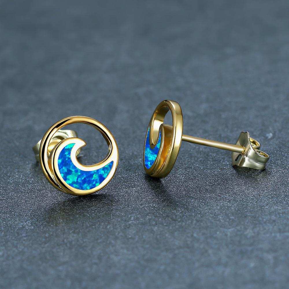 New Fashion Ruili Style Gold Platinum Wave Circle Womens Versatile Earrings