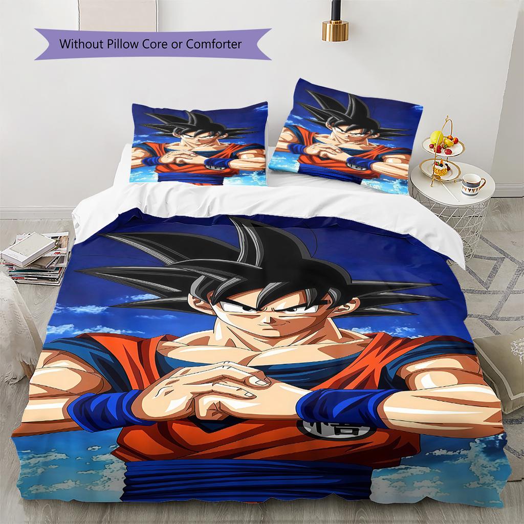 DRAGON BALL Pattern Bedding,Quilt Set Quilt Cover Pillowcase Home Birthday Gift (1 * Duvet Cover + 2 * Pillowcase, Without Core)