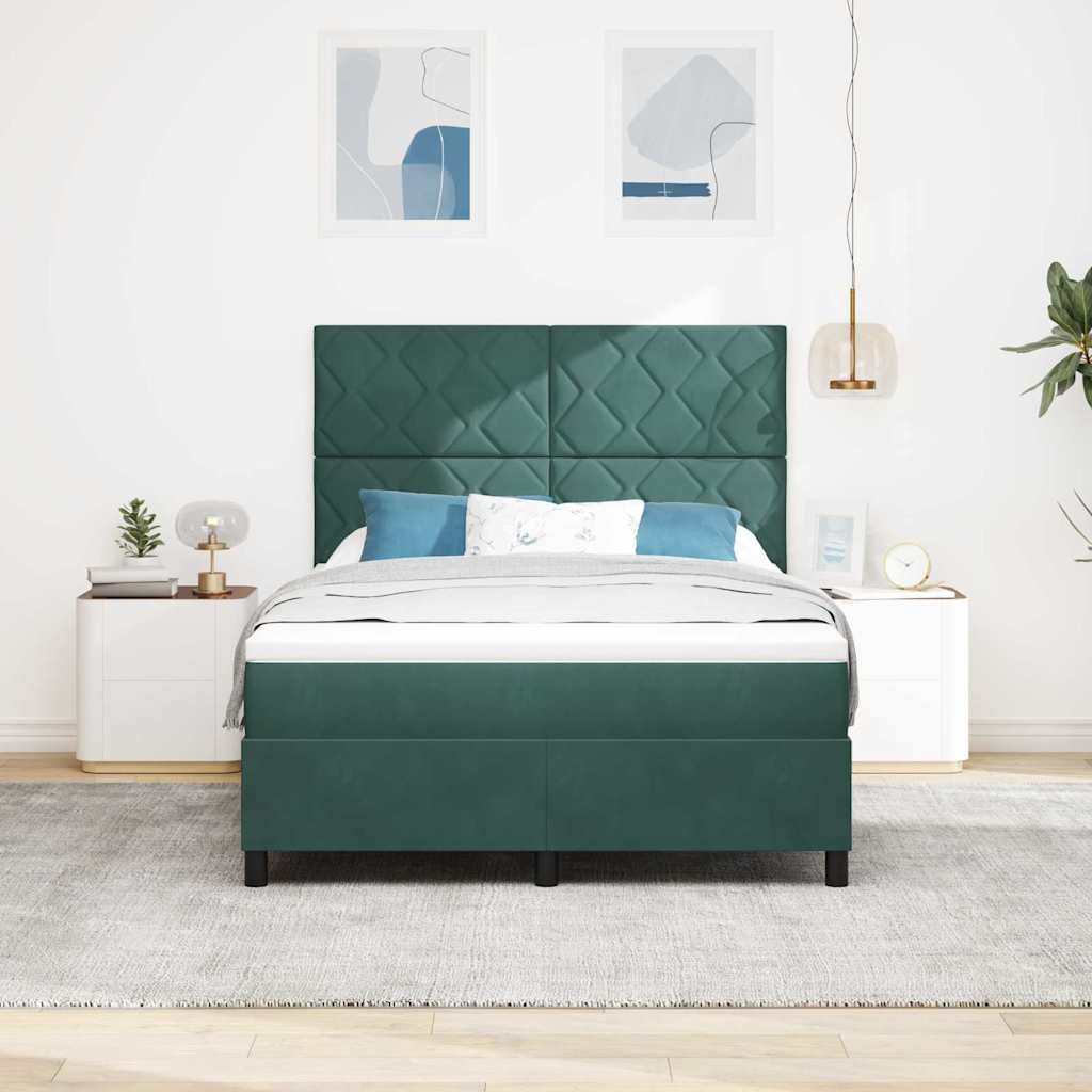 Boxspring Bed with Headboard Dark Green 160 x 200 cm Velvet