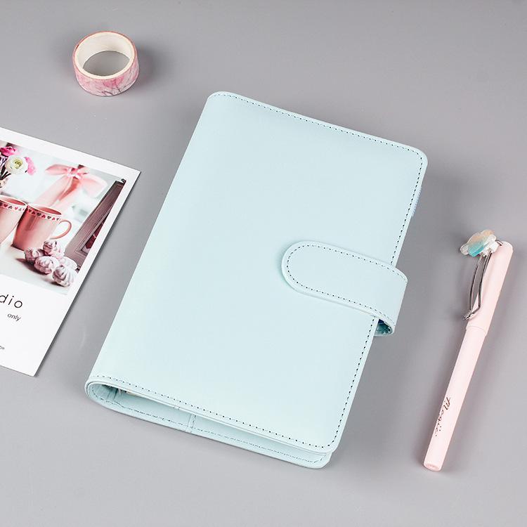 Korean Heart Macaron A5/A6 Ring Binder Notebook - PU Journal with 6-Hole Design